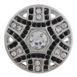 20MM design silver plated with black Rhinestone KC7525 interchangeable snaps jewelry
