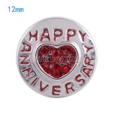 12mm snaps Silver Plated with red rhinestone KS5047-S snap jewelry