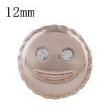 12MM smile Rose Gold Plated with white rhinestone KS5240-S snaps jewelry
