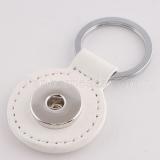 white pu leater fashion Keychain  buttons fit snaps chunks KC1108 Snaps Jewelry