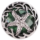 20MM sealife snap silver Antique plated with green Rhinestone KC6350 snaps jewelry