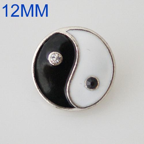 12mm Tai Chi snaps Antique Silver Plated with black&white enamel KB6563-S snap jewelry