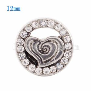 12MM Love snap Silver Plated with white Rhinestone KS9604-S snaps jewelry