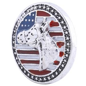 20MM Horse and National flag snap Antique Silver Plated with  Enamel KC6114 snaps jewelry