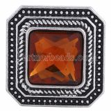 20MM Square snap Silver Plated with brown rhinestone KC6121 snaps jewelry