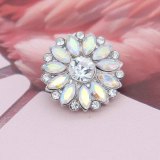 20MM flower snap Silver Plated with  rhinestone KC7879 snaps jewelry