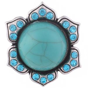 20MM Flower snap Antique Silver Plated cyan Turquoise stone KB8663 snaps jewelry