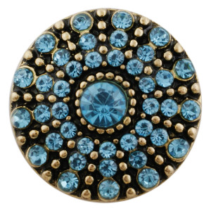 20MM design snap Antique gold Plated with blue rhinestones KC7501 snaps jewelry