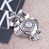 20MM Round snap Antique Silver Plated with white rhinestones KB7745 snaps jewelry