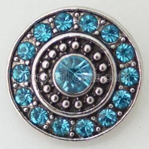 20MM Round snap Antique Silver Plated with cyan rhinestone KB8669 snaps jewelry