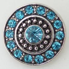 20MM Round snap Antique Silver Plated with cyan rhinestone KB8669 snaps jewelry