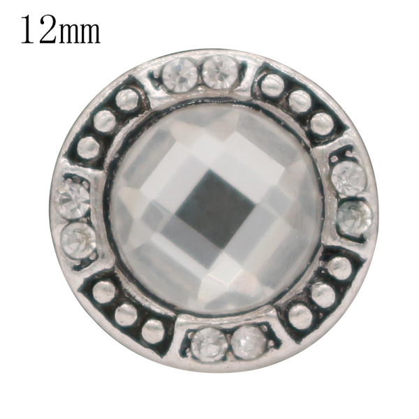 12MM design snap antique sliver Plated with white Rhinestone KS6362-S snap jewelry