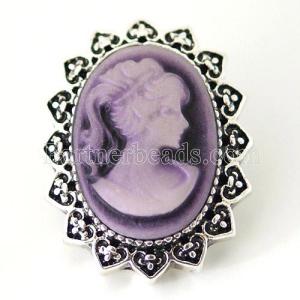 20MM Elegant woman snap Antique Silver Plated purple with  resin KB8229 snaps jewelry