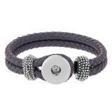 Gray real leather new type bracelets fit snaps chunks