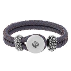 Gray real leather new type bracelets fit snaps chunks