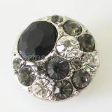 20MM Round snap Silver Plated with black rhinestones KB7585 interchangeable snaps jewelry