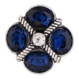 20MM design snap Antique Silver Plated with deep blue Rhinestones KC6414 snaps jewelry