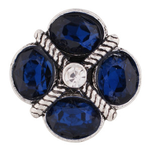 20MM design snap Antique Silver Plated with deep blue Rhinestones KC6414 snaps jewelry