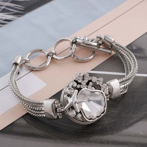 20MM design snap Silver Plated with white Rhinestones KC6469 snaps jewelry
