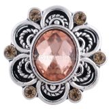 20MM snap flower silver plated with light orange rhinestones  KC6292 interchangable snaps jewelry