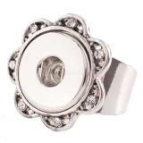 18MM 8# snaps adjustable metal Ring with rhinestone KC0919 snaps jewelry