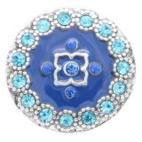 20MM round snap silver Plated with blue Rhinestones KC7805 snaps jewerly
