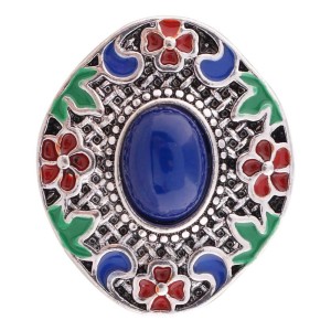 20MM design snap Antique Silver Plated with blue beads and Enamel KC6383 snaps jewelry