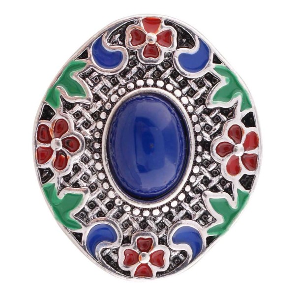 20MM design snap Antique Silver Plated with blue beads and Enamel KC6383 snaps jewelry
