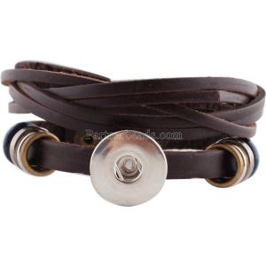 1 buttons Brown leather KC0642 with Small Pendants new type bracelets fit 20mm snaps chunks