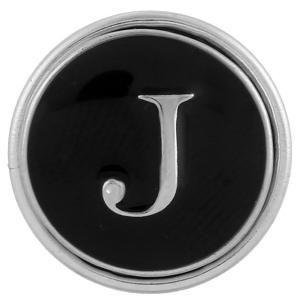 20MM English alphabet-J  snap silver  plated KB1260 with Enamel interchangeable snaps jewelry
