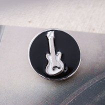 20MM Guitar snap Silver Plated with Enamel KB6301 black music