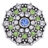 20MM round snap silver plated with green rhinestones KC8641 interchangable snaps jewelry