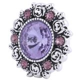 20MM Flower snap Silver Plated with purple rhinestones KC6073 snaps jewelry