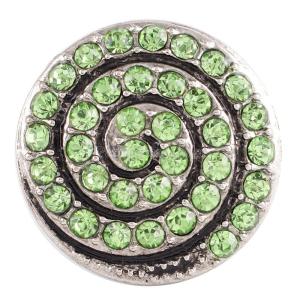 20MM round helix snap  Antique Silver Plated with green rhinestone KC7080 snaps jewelry