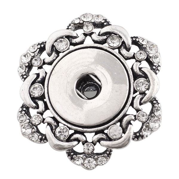 1 snaps button interchange brooch plating Antique sliver with Rhinestones KC1174 snaps jewelry