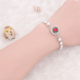1 buttons snap sliver bracelet with pearl fit 12MM snaps jewelry KS1265-S