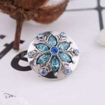 20MM Christmas snowflake snap silver Antique plated with blue rhinestone KC5392 snaps jewelry