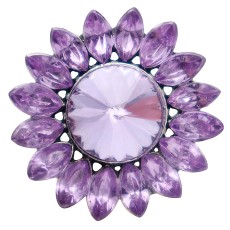 20MM flower snap with purple rhinestones  KC6945 snaps jewelry