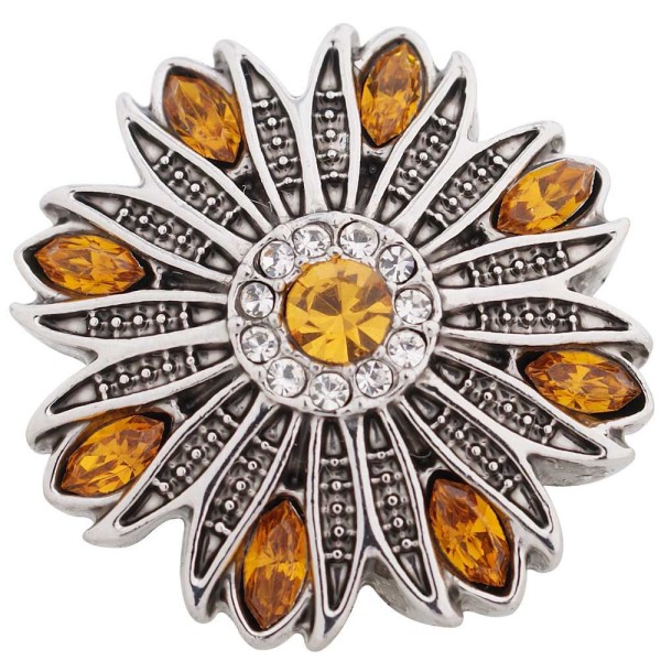 20MM design snap silver Antique plated with yellow rhinestone  KC5407 snaps jewelry