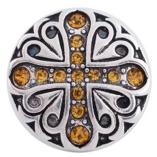 20MM snap cross silver plated with orange rhinestones  KC6269 interchangable snaps jewelry