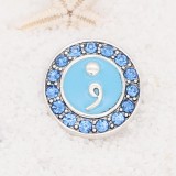 20MM semicolon snap Silver Plated with blue rhinestone KC7920 snaps jewelry