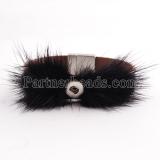 Partnerbeads 19.5cm 1 snaps button black leather bracelets with feather fit 12mm snaps KS0620-S