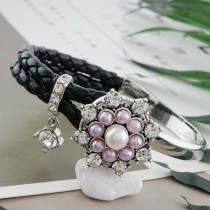20MM design snap sliver Plated with pink pearl and rhinestone KC9891 snaps jewelry