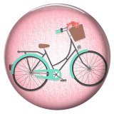 20MM Bicycle Painted pink enamel metal C5838 print snaps jewelry