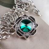 20MM snap silver plated with green rhinestones  KC6296 interchangable snaps jewelry