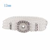 1 buttons snaps silver plated with Pearls and small beads bracelet KS0922-S fit 12MM snaps chunks