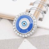 20MM eyes snap silver Plated with Rhinestones and blue enamel  KC7760 snaps jewerly