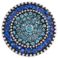 20MM round snap silver plated with blue rhinestones KC8848 interchangable snaps jewelry