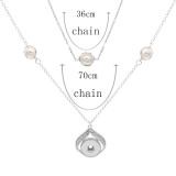 Pendant Necklace with pearls 70CM and 30cm chain KC1089 20MM chunks snaps jewelry