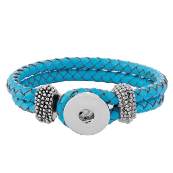 Sky light Blue real leather new type bracelets fit snaps chunks